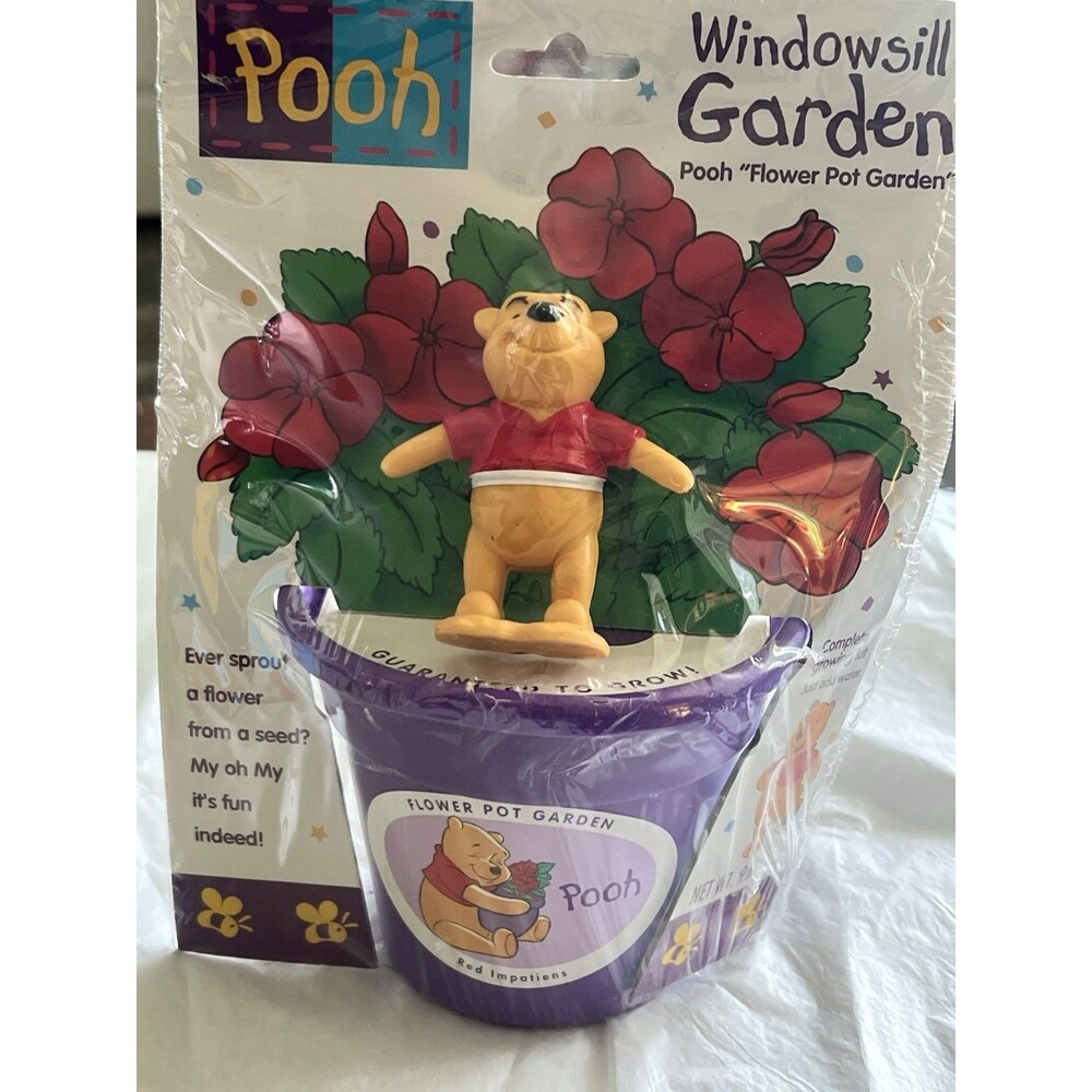 Vintage Pooh Windowsill Garden Pooh Flower Pot Garden Growing Kit 1996 Impatiens